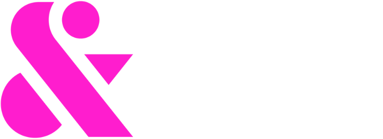 A bold pink ampersand symbol sits to the left of white text reading “business and arts SOUTH AFRICA” on a transparent background. The font is modern and sans-serif, with “SOUTH AFRICA” in smaller capital letters below the main text.