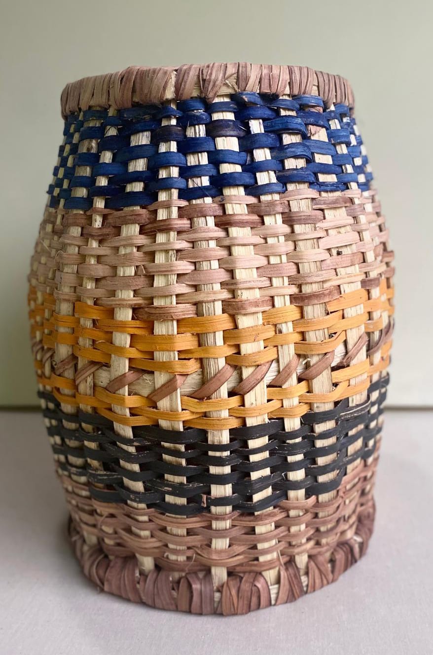 A handwoven basket titled 